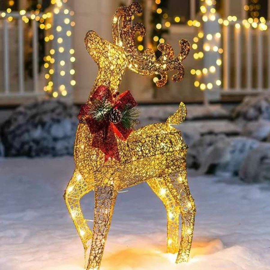 * Joiedomi 3Ft 60 Led Light Up Yard Reindeer Buck Gold | Christmas Outdoor Decor