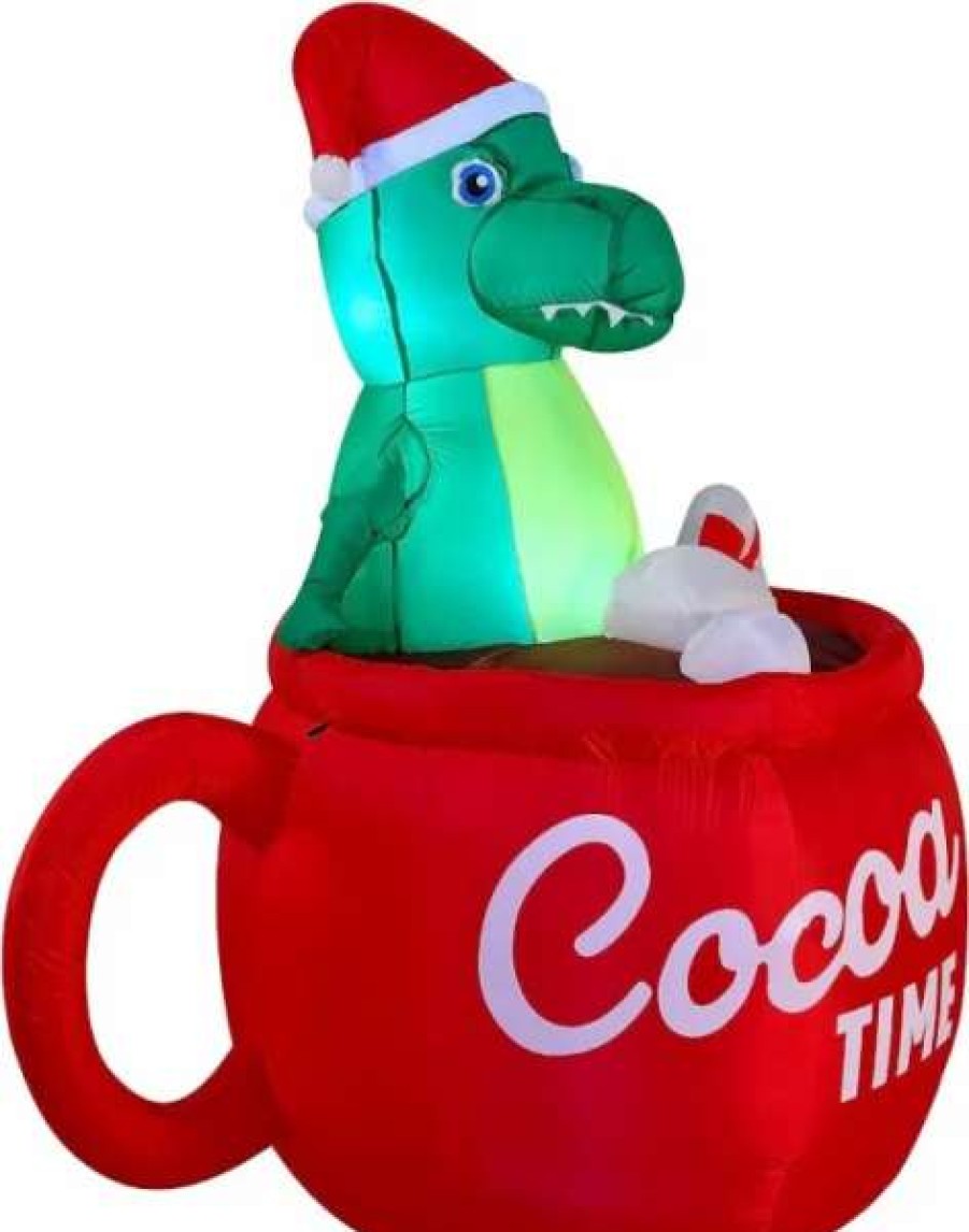 * Joiedomi 6Ft Inflatable Led Christmas Dinosaur In A Huge Mug | Christmas Inflatables