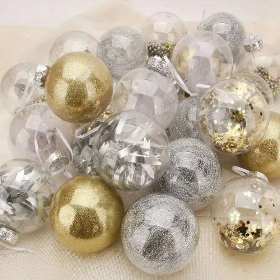 * Joiedomi 24Pcs Gold Clear Plastic Christmas Ball Ornaments | Christmas Ornaments