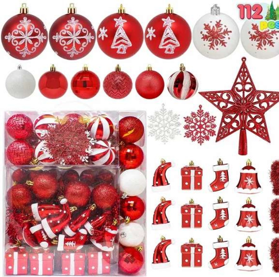 * Joiedomi 112Pcs Red And White Christmas Ball Ornaments | Christmas Ornaments