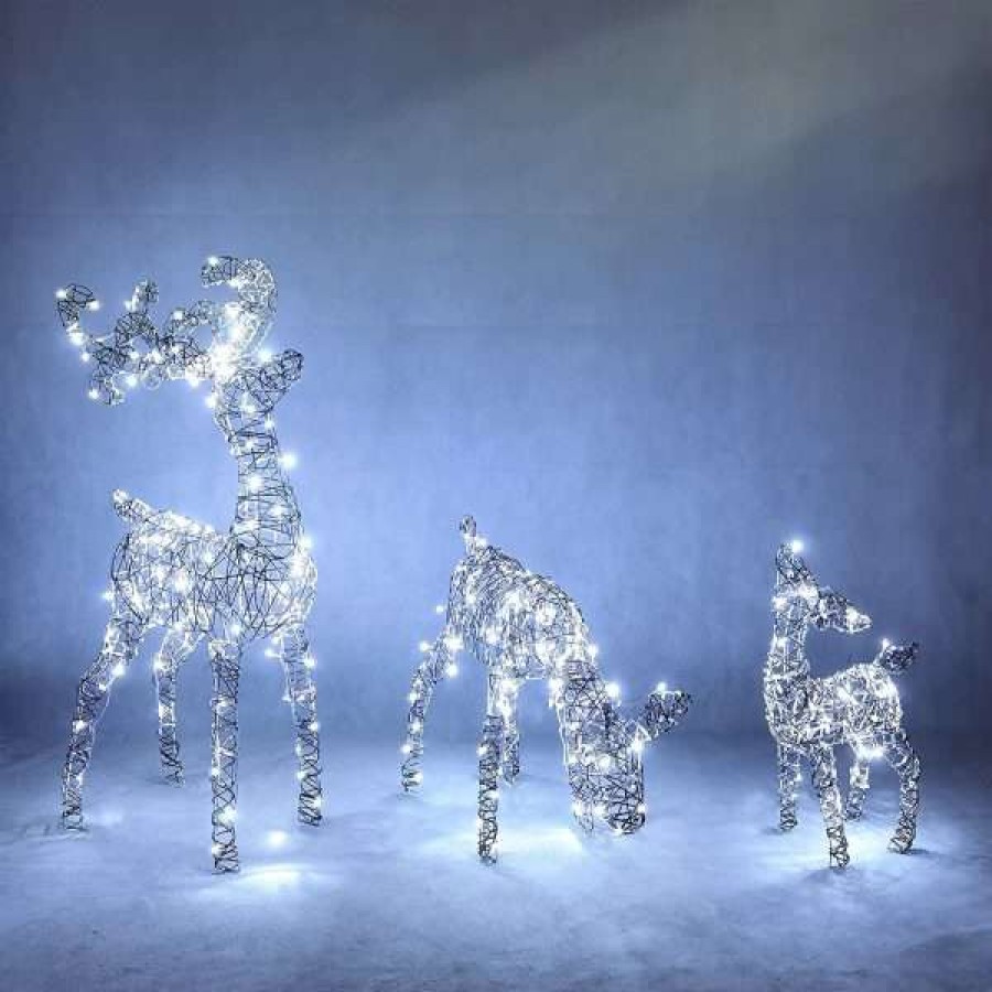 * Joiedomi 3Pcs Christmas Synthetic Rattan Reindeer Buck, Doe, Fawn | Christmas Outdoor Decor