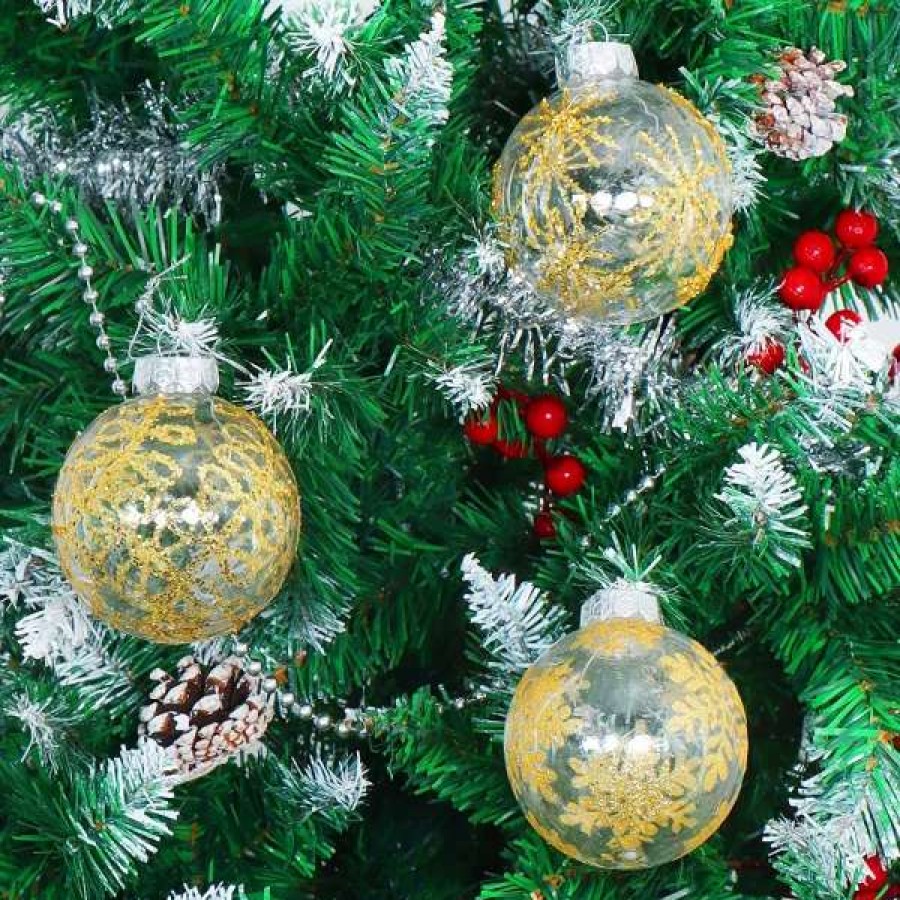 * Joiedomi 12Pcs Gold Print Transparent Christmas Ball Ornaments 3.15In | Christmas Ornaments