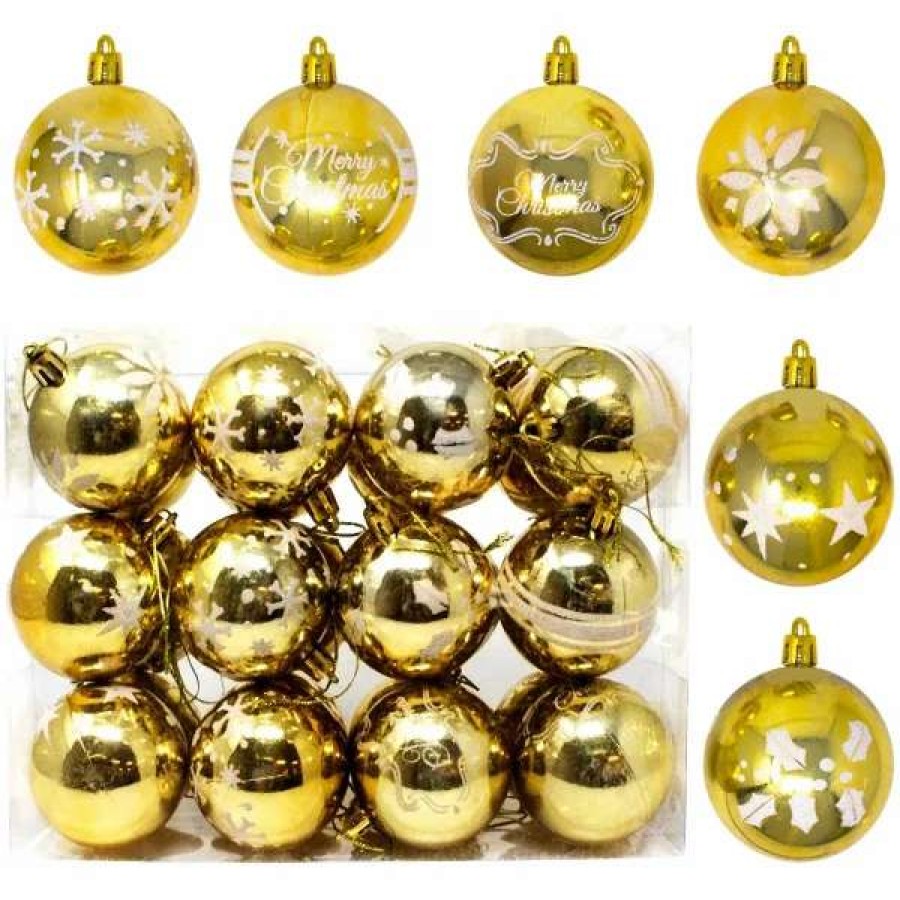 * Joiedomi 24Pcs Gold Christmas Ball Ornaments With Glitters | Christmas Ornaments