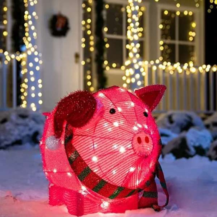 * Joiedomi 80 Led Tinsel Pig Outdoor Yard Lights 21In | Christmas Outdoor Decor