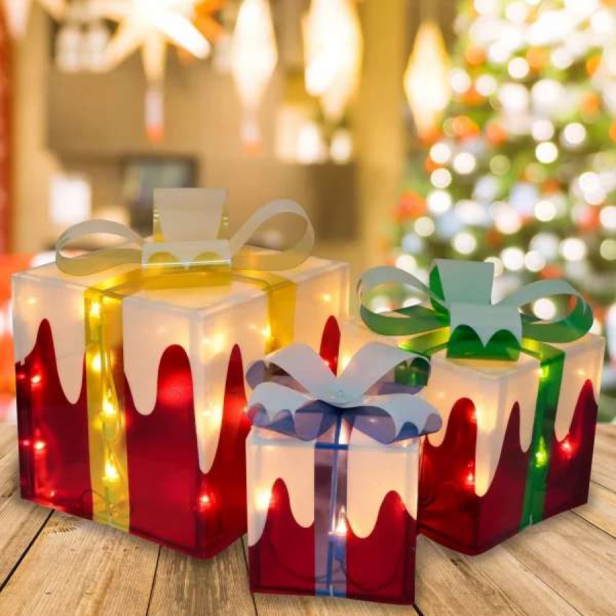 * Joiedomi 3Pcs Light Up Gift Box Christmas Decoration | Christmas Indoor Decor