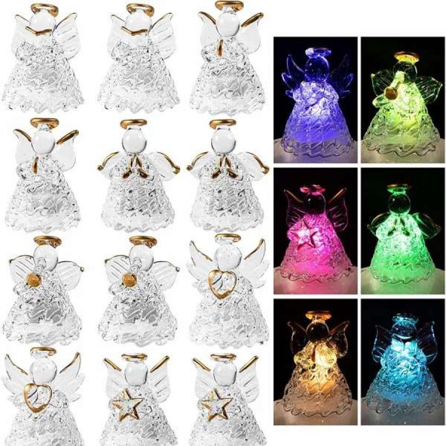 * Joyin 12Pcs Led Spun Glass Angel Christmas Ornaments | Christmas Ornaments