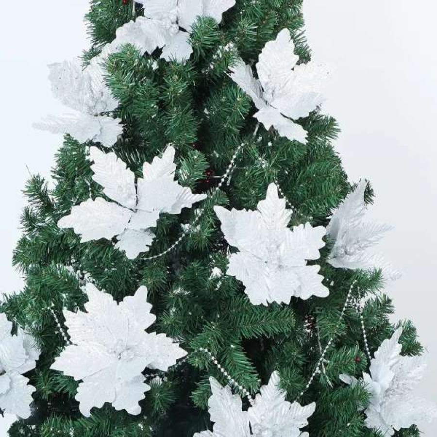 * Joiedomi 24Pcs Christmas Silver Poinsettia Flowers | Christmas Ornaments