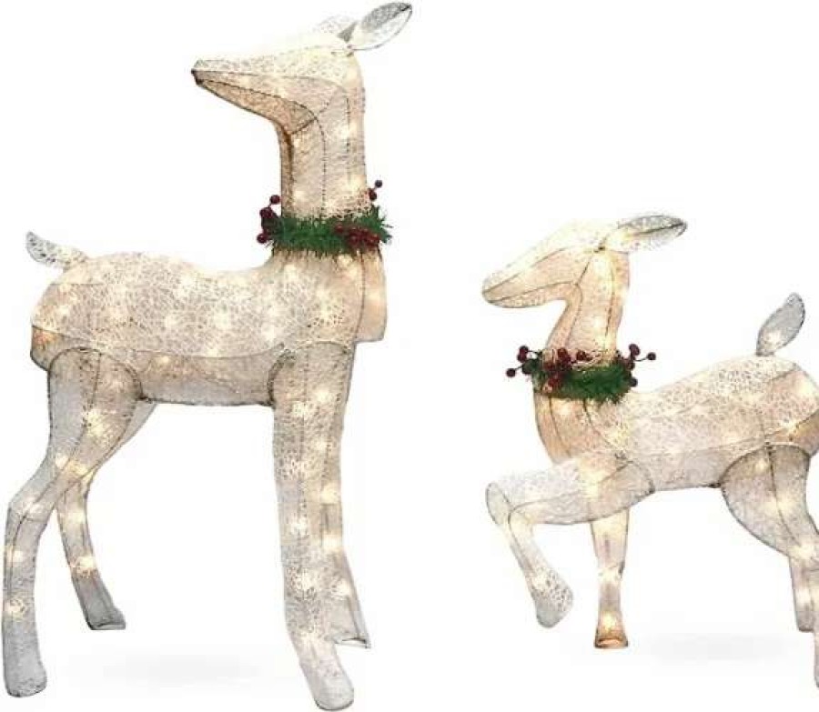 * Joiedomi 2Pcs 130 Led Fabric Light Up Doe And Fawn | Christmas Outdoor Decor